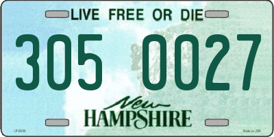 NH license plate 3050027