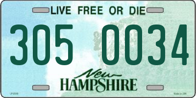 NH license plate 3050034