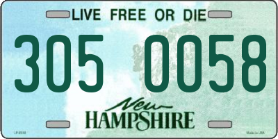 NH license plate 3050058