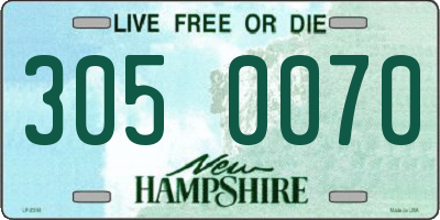 NH license plate 3050070