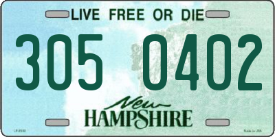 NH license plate 3050402