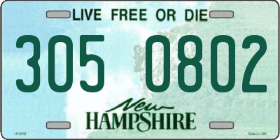 NH license plate 3050802