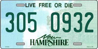 NH license plate 3050932