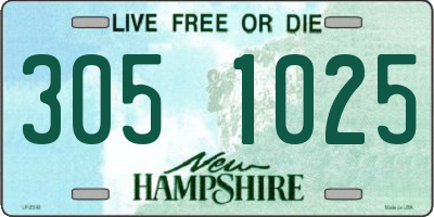 NH license plate 3051025