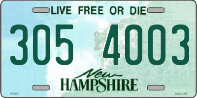 NH license plate 3054003