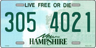 NH license plate 3054021