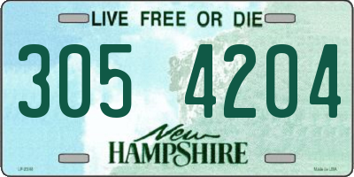 NH license plate 3054204