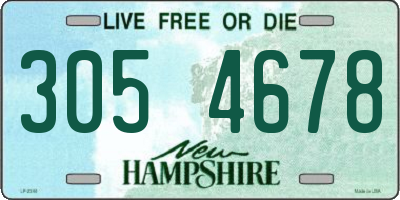 NH license plate 3054678