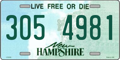 NH license plate 3054981