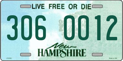 NH license plate 3060012