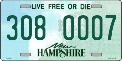 NH license plate 3080007