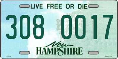 NH license plate 3080017