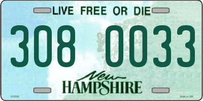 NH license plate 3080033