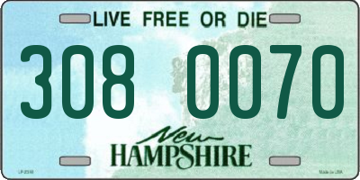 NH license plate 3080070