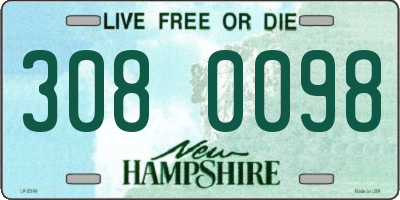 NH license plate 3080098