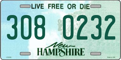 NH license plate 3080232