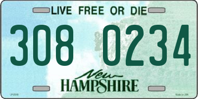 NH license plate 3080234