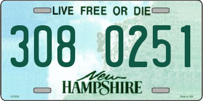 NH license plate 3080251