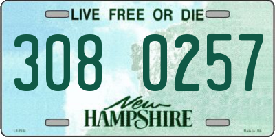 NH license plate 3080257