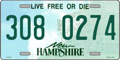 NH license plate 3080274