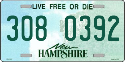 NH license plate 3080392