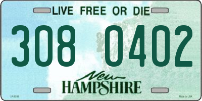 NH license plate 3080402