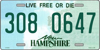 NH license plate 3080647
