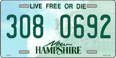 NH license plate 3080692