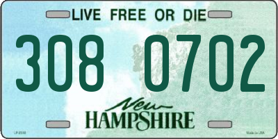 NH license plate 3080702