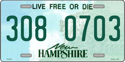 NH license plate 3080703