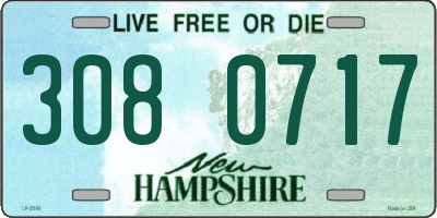 NH license plate 3080717