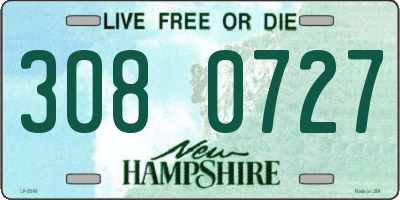 NH license plate 3080727