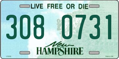 NH license plate 3080731
