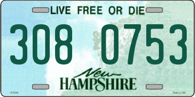 NH license plate 3080753