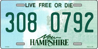 NH license plate 3080792