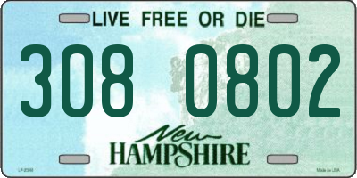 NH license plate 3080802