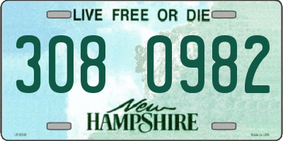 NH license plate 3080982