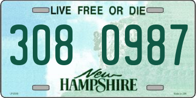 NH license plate 3080987