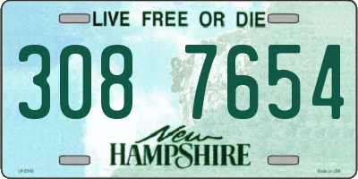 NH license plate 3087654