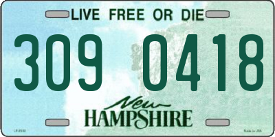 NH license plate 3090418