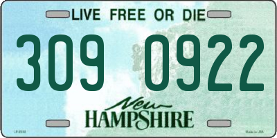 NH license plate 3090922