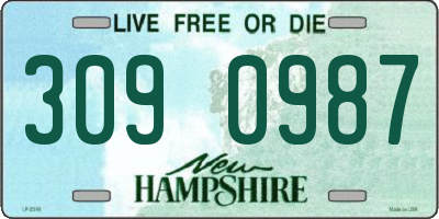 NH license plate 3090987