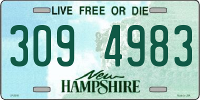 NH license plate 3094983