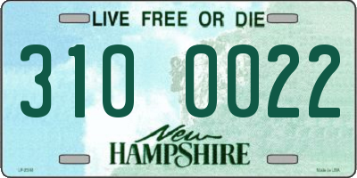NH license plate 3100022