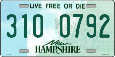 NH license plate 3100792