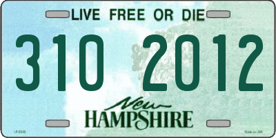 NH license plate 3102012