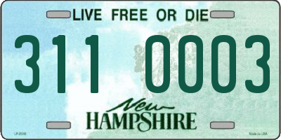 NH license plate 3110003