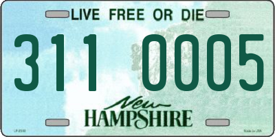 NH license plate 3110005
