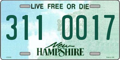 NH license plate 3110017