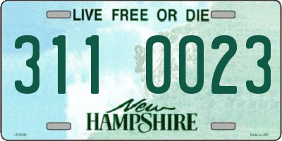 NH license plate 3110023